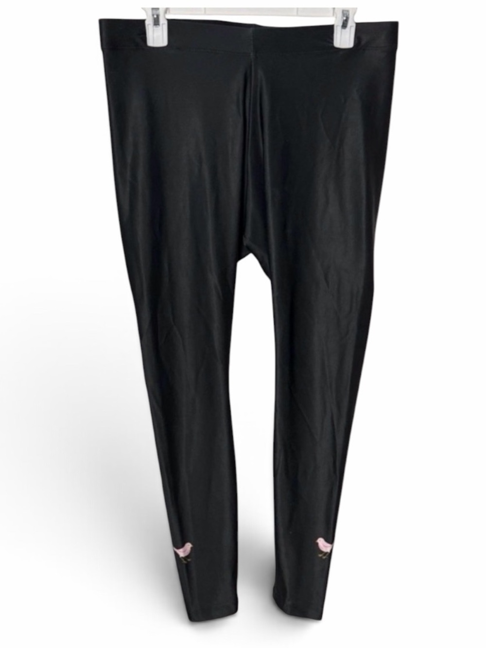 girls golf Pink Birdie Black Faux Leather Leggings Size Large